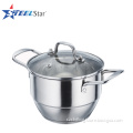 Stainless Steel Belly Shape Cookware Set with glass lid